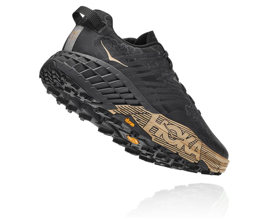 Tenis Trail Hoka One One Feminino Pretas/Douradas - Speedgoat 4 Cny - 563-JGYITV